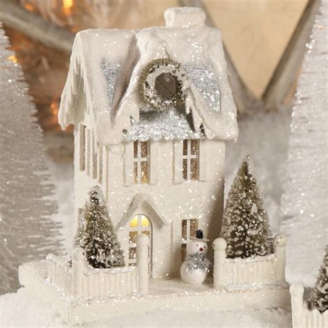 white metal folding christmas houses|Amazon.com: Christmas Village Houses White.